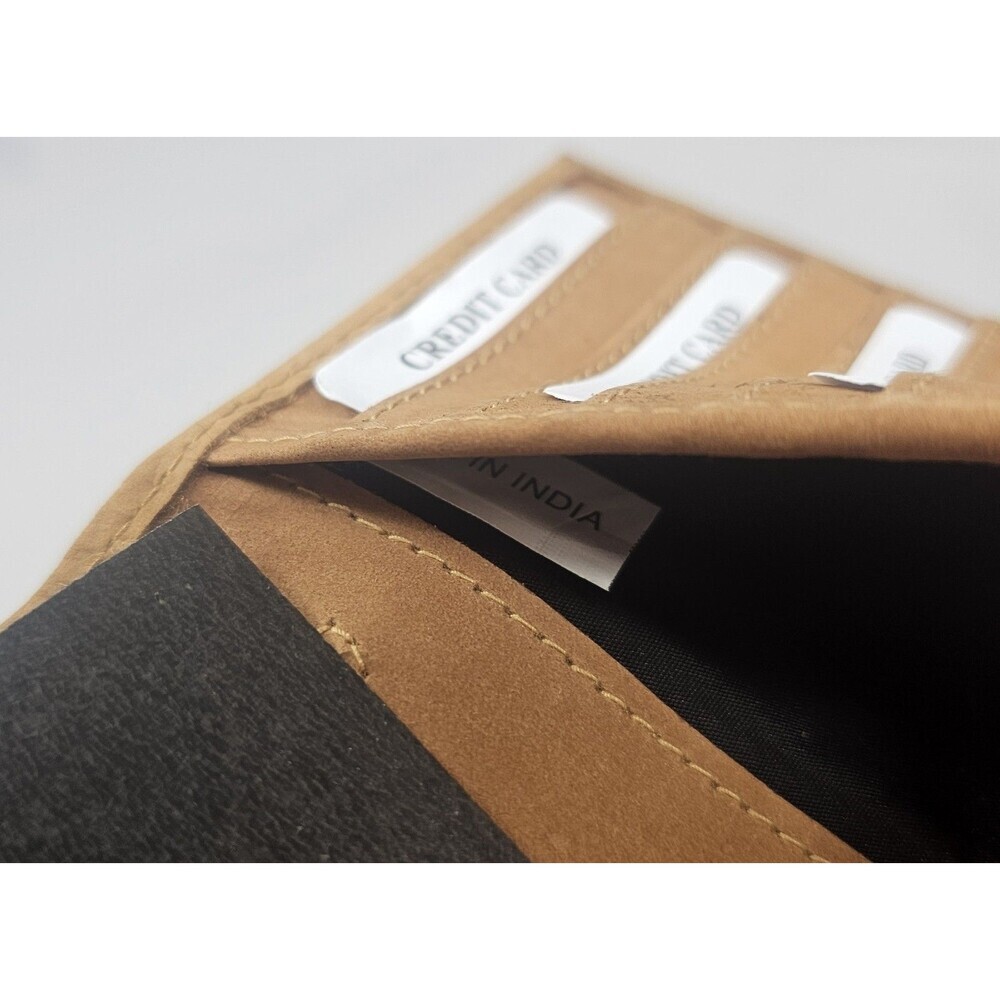 Tooled Embossed Soft Leather Wallet Credit Card BiFold Checkbook Tan RFID Floral - Picture 10 of 12